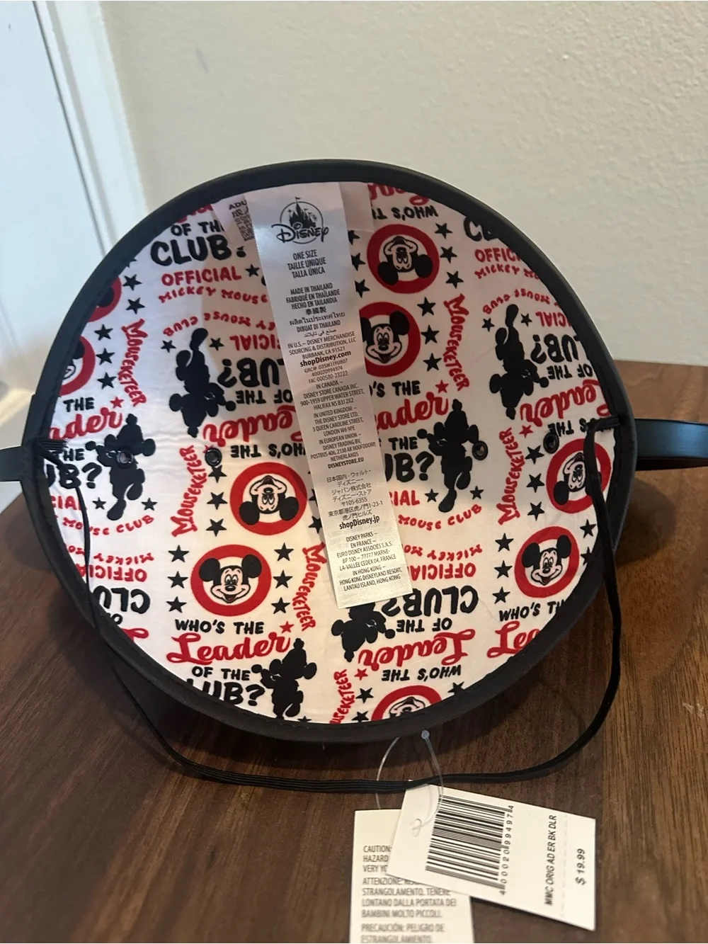 Disney Black Mickey Mouse Ear Hat with Red Patch